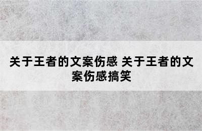 关于王者的文案伤感 关于王者的文案伤感搞笑